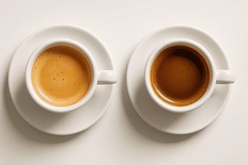 Espresso cups with different crema colors