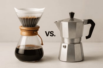 Pour-over vs moka side-by-side setup
