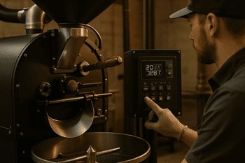 Roaster adjusting a control panel