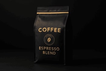 Gold-accented espresso bag on dark background