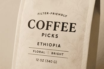 Cream label with fine floral pattern