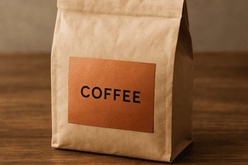 Kraft bag with copper label