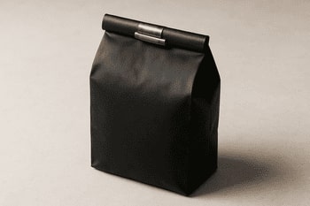 Matte black bag with copper clip