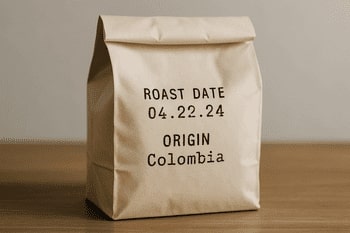 Cream bag with hand-stamped date