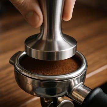 Level tamp in portafilter