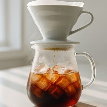 Pour-over dripping over ice