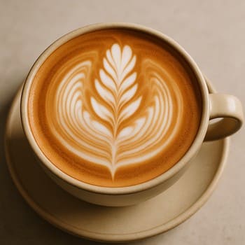 Latte art rosette in a ceramic cup