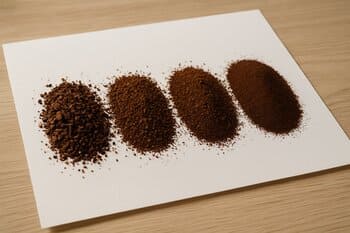 Different grind sizes lined up on paper