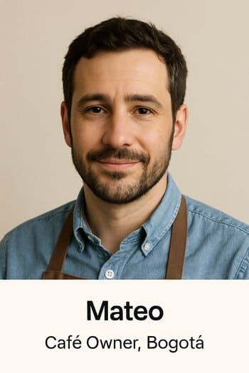 Mateo — café owner from Bogotá