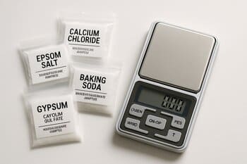 Mineral packets and a small scale for water recipes